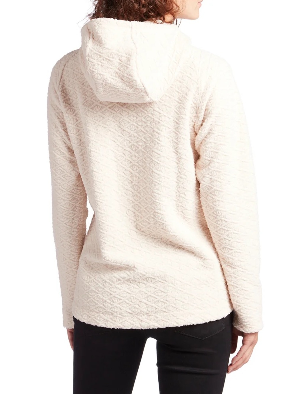 Patagonia Cream Sherpa Diamond Capra Cowl Neck Hoodie Sweatshirt Calcium - Picture 3 of 12